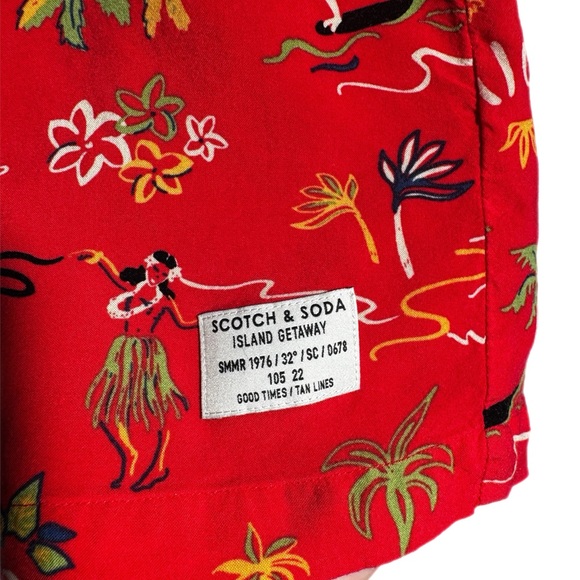 Scotch & Soda Red Aloha Print Casual Shirt - Picture 4 of 7